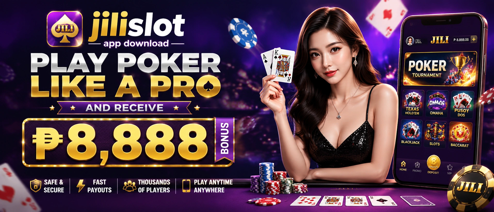 JILISLOT Poker banner for card games